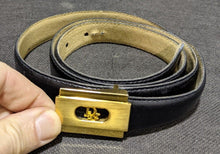 Load image into Gallery viewer, Vintage Black Leather, Gold Tone Buckle, CHRISTIAN DIOR Belt - Made in Spain
