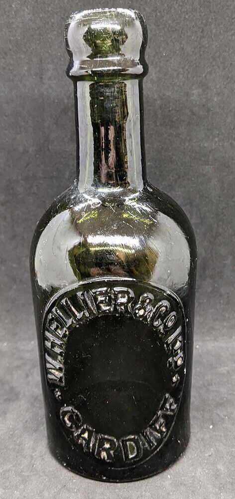 Vintage W. Hellier & Co. - Cardiff - Green Glass Bottle