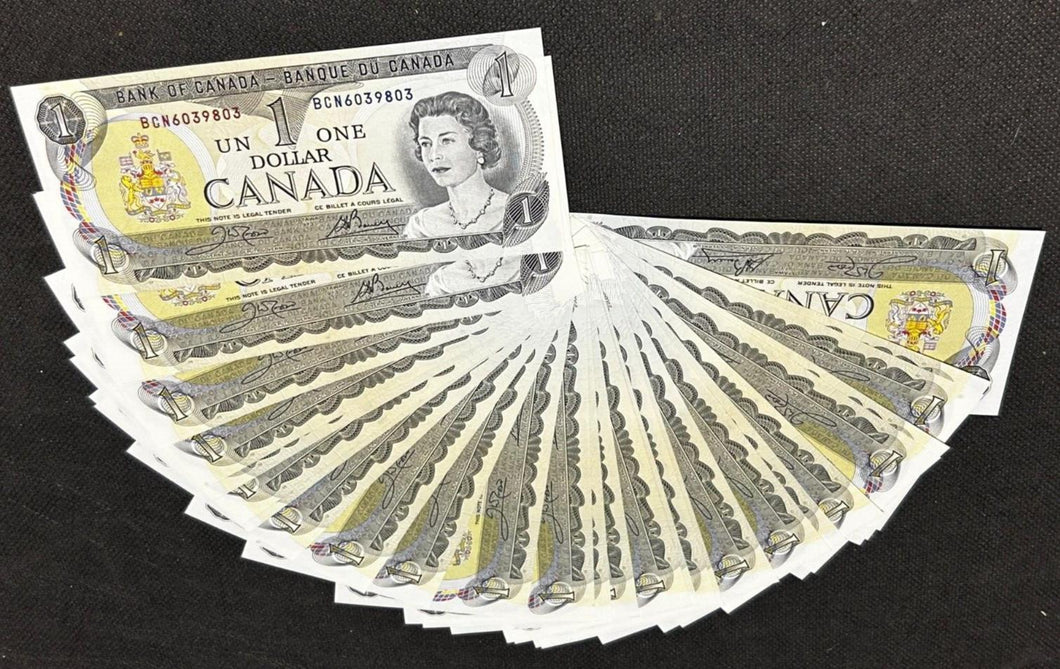 1974 $1 Bank of Canada Note x35, MT condition