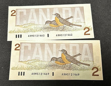 Load image into Gallery viewer, 1986 Bank of Canada $2 Note x8, Sequential, MT
