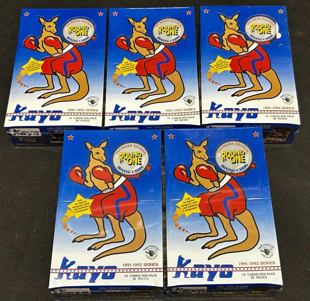 1991-1992 Kayo Round One Boxing Cards lot of 5 boxes with a promo pack SEALED