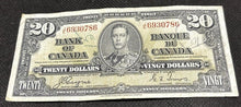 Load image into Gallery viewer, 1937 Bank Of Canada 20 dollar note, EX, JE 6930786
