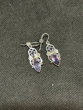 Load image into Gallery viewer, Amethyst Dangly Sterling Silver Earrings made in Nepal
