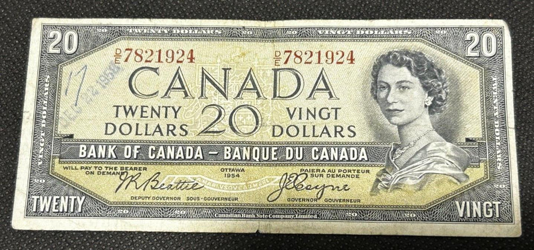 1954 Bank of Canada Twenty Dollar Note DEVILS FACE DE7821924
