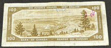 Load image into Gallery viewer, 1954 Bank of Canada $100 Note, DEVILS FACE AJ 0478173
