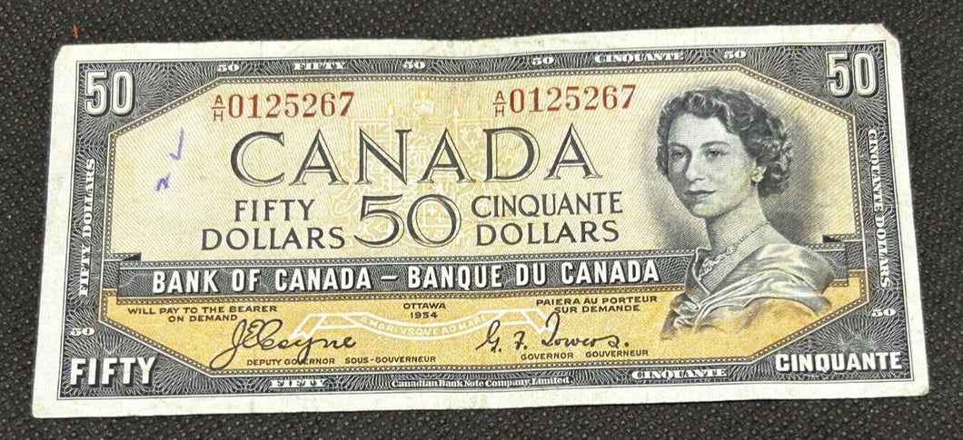 1954 Bank Of Canada $50 Bank Note, EX, AH 0125267