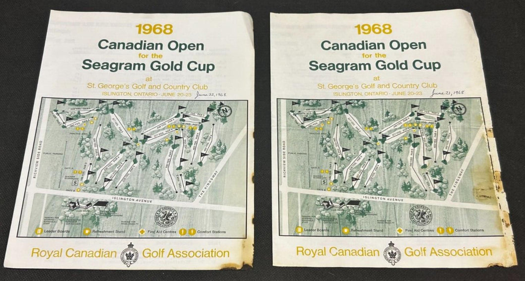 1968 Canadian Open for the Seagram Gold Cup at St. George Pairing Sheet X2, EX