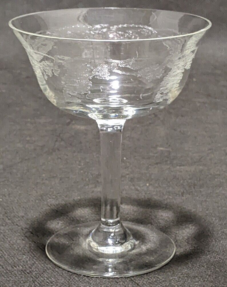 Vintage Etched Crystal Tall Sherbet Glass, Not Signed