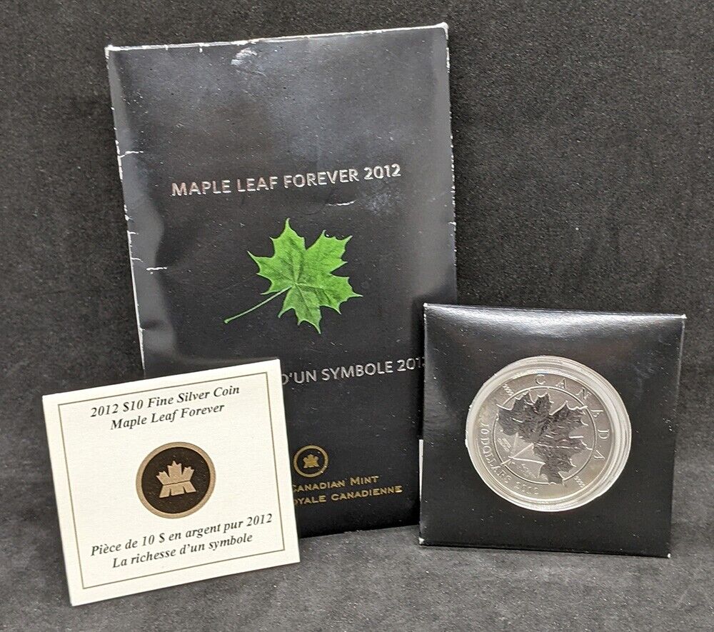 2012 Canada Maple Leaf Forever $10 Fine Silver Coin by RCM