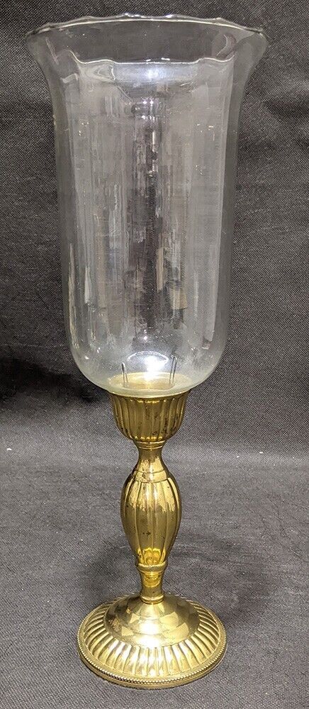 Decorative Gold Tone Based, Glass Cover Candle Stick Holder