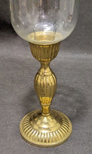 Load image into Gallery viewer, Decorative Gold Tone Based, Glass Cover Candle Stick Holder
