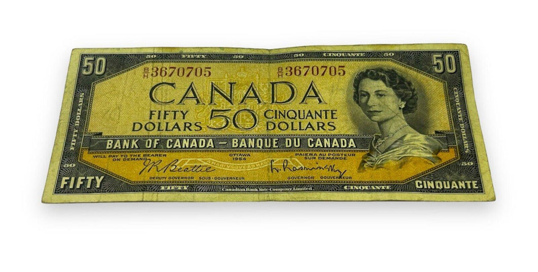 1954 Bank Of Canada Fifty Dollar Note, R Beattie Governor, BH 3670705