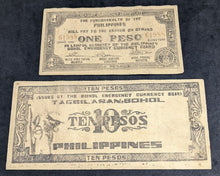 Load image into Gallery viewer, 2 x Philippine Guerrilla Notes - 1 &amp; 10 Pesos
