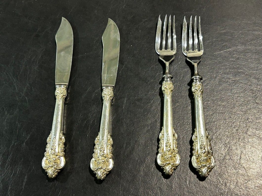 Wallace Sterling Grande Baroque Silver-plate Fish Fork and Knife (2 Pairs)
