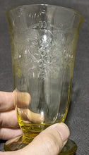 Load image into Gallery viewer, Vintage Yellow Depression Glass Grape &amp; Vine Etched Water / Juice Glass
