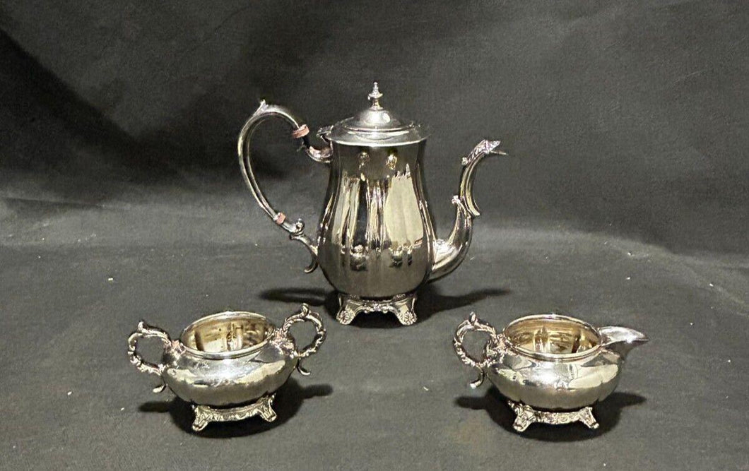 Marlboro Plate, Morton-Parker Set (Tea pot/Creamer/Sugar Bowl) Silver Plated