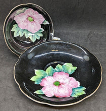 Load image into Gallery viewer, Shafford - Japan - Hand Painted Black Cup &amp; Saucer With Big Pink Flower
