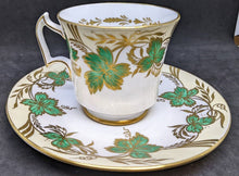 Load image into Gallery viewer, Vintage Royal Chelsea Bone China Tea Cup, Saucer - Hand Decorated - Green &amp; Gold
