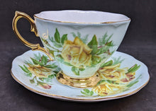 Load image into Gallery viewer, Vintage Royal Albert Bone China Tea Cup &amp; Saucer - Blue With Yellow Roses
