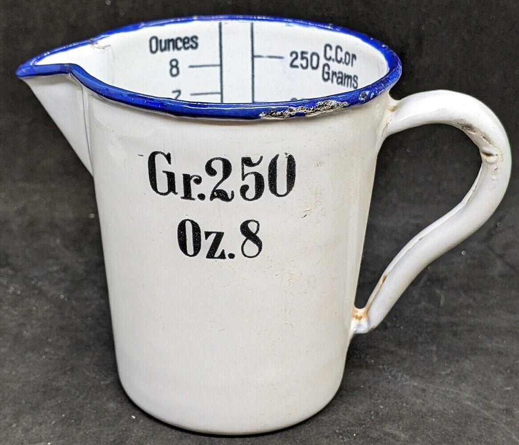 Vintage Enameled Metalware 250 Gram / 8 Oz. Measuring Cup
