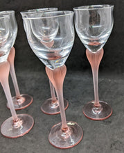 Load image into Gallery viewer, 5 x 80&#39;s MIKASA Sea Mist Coral Frosted Stemware Crystal Cordial Glasses
