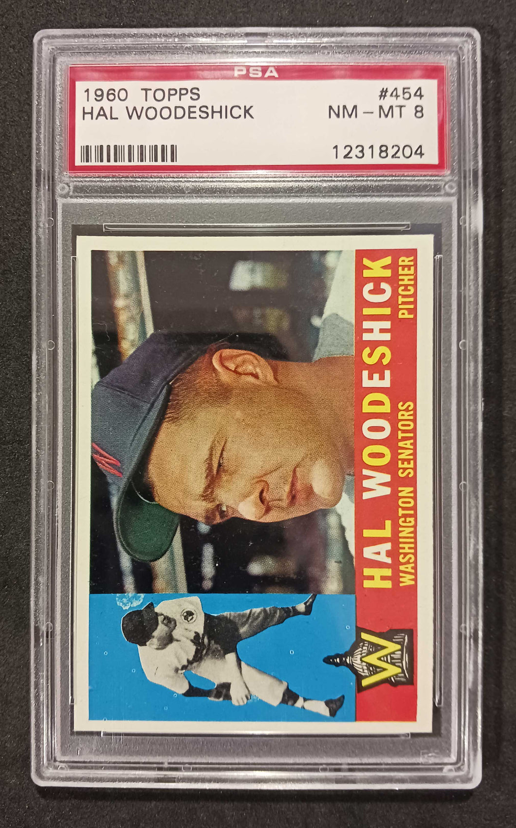 1960 Topps Hal Woodeshick #454 PSA NM - MT 8 (Well Centered)