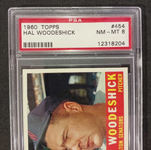 Load image into Gallery viewer, 1960 Topps Hal Woodeshick #454 PSA NM - MT 8 (Well Centered)
