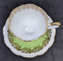 Load image into Gallery viewer, Elizabethan Fine Bone China Tea Cup &amp; Saucer by Taylor &amp; Kent - Green &amp; Gold
