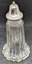 Load image into Gallery viewer, Vtg Pressed Glass Muffineer / Powdered Sugar Shaker - Silver Plate Topper
