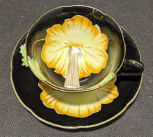 Load image into Gallery viewer, Princess China - Occupied Japan - Tea Cup &amp; Saucer - Black With Orange Flower
