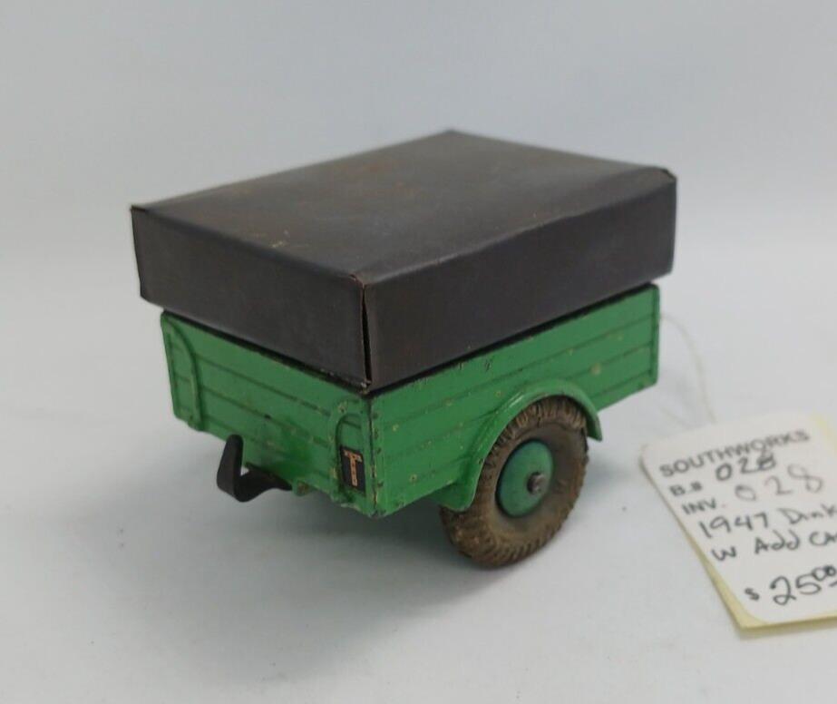 1947 Land Rover Trailer 341 w/ Canopy, Dinky Toys, Made in England, approx. 3