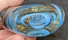 Load image into Gallery viewer, Signed Rybka Art Glass Paperweight - Sept. 5, 2003 - Blue Flow Design
