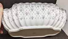Load image into Gallery viewer, Vintage SPODE Bone China - Fleur De Lys, Grey, Platinum Rim, Oval Vegetable Bowl

