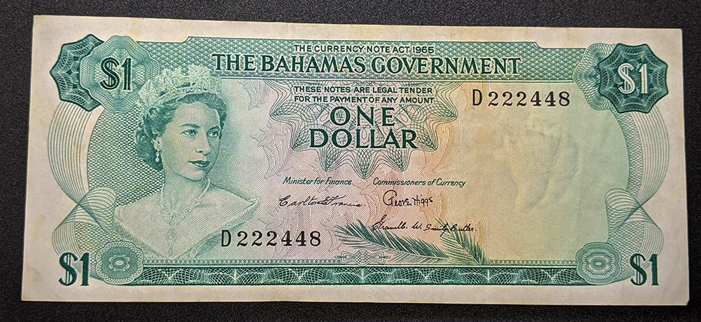 1965 Bahamas Government $1 Dollar Bank Note