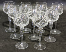 Load image into Gallery viewer, 9 Crystal Stemmed White Wine Glasses - Unsigned - 7 5/8&quot;
