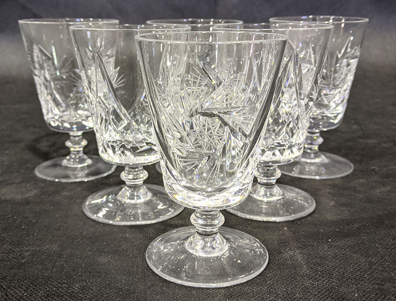 5 Unsigned Vintage Crystal Juice Glasses