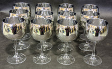 Load image into Gallery viewer, 12 Mirrored Bowl Glass Wine Glasses - Unsigned
