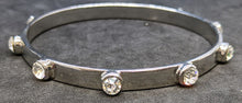 Load image into Gallery viewer, Silver Tone Bezel CZ Design Bangle
