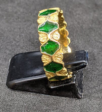 Load image into Gallery viewer, 18 Kt Yellow Gold &amp; Green Enamel Eternity Ring - Size 8.75
