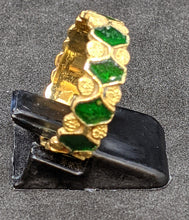 Load image into Gallery viewer, 18 Kt Yellow Gold &amp; Green Enamel Eternity Ring - Size 8.75
