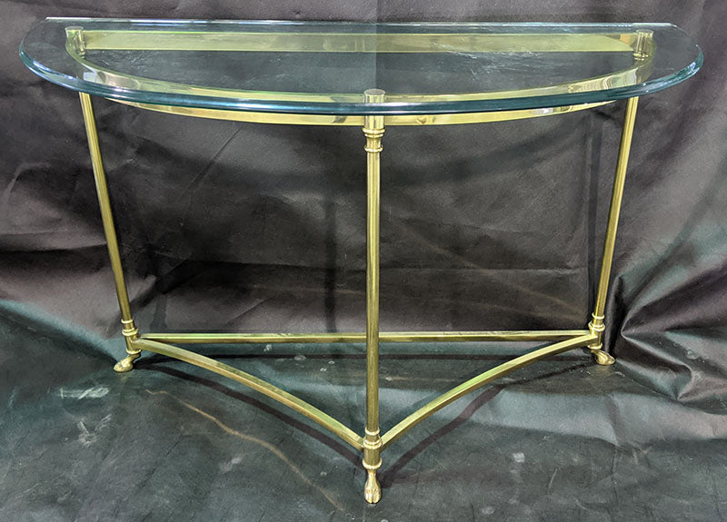 Brass Based, Thich Glass Topped Hall Table