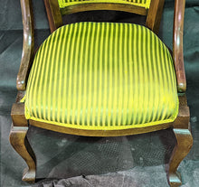 Load image into Gallery viewer, Vintage Empire Chair - Carved Wood - Green Fabric
