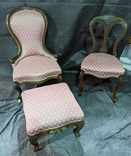 Load image into Gallery viewer, Vintage Slipper Back Carved Wood Chair On Coasters - Re-Upholstered
