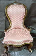 Load image into Gallery viewer, Vintage Slipper Back Carved Wood Chair On Coasters - Re-Upholstered
