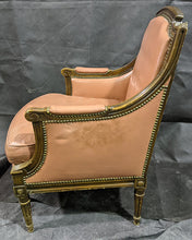 Load image into Gallery viewer, Vintage Salmon Leather, Brass Studded Arm Chair
