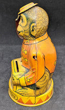 Load image into Gallery viewer, Vintage J. Chien (USA) Tin Monkey Tipping Hat Coin Bank
