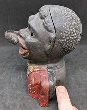 Load image into Gallery viewer, Vintage Jolly Golliwog Mechanical Cast Iron Coin Bank
