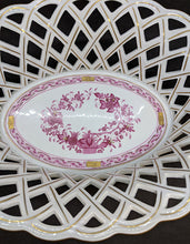 Load image into Gallery viewer, HEREND - Fine Bone China - 7400 Basket Weave Dish - Pink &amp; Gold Detail
