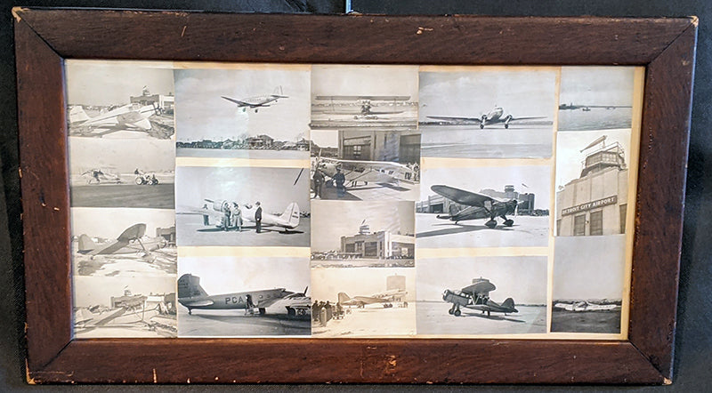 17 Vintage Black & White Airplane / Airport Photographs - Framed