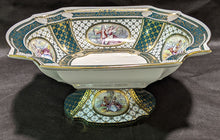 Load image into Gallery viewer, Large ROYAL VIENNA Compote / Centerpiece Dish - Green &amp; Gold
